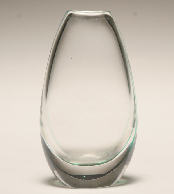 Appraisal: Vicke Lindstrand for Kosta Boda glass vase with green base