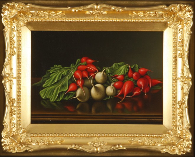 Appraisal: Levi Wells Prentice Still life with radishes oil on canvas