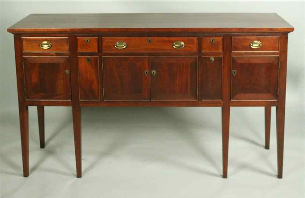 Appraisal: HEPPLEWHITE STYLE MAHOGANY SIDEBOARD th century having a rectangular top