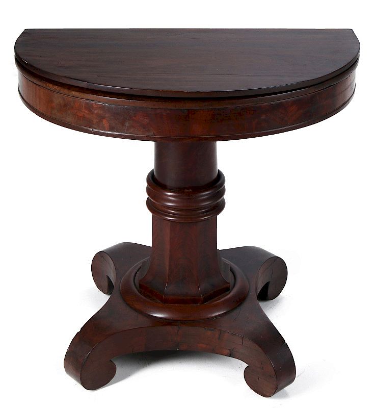 Appraisal: A FIRST EMPIRE PERIOD FLIP TOP DEMILUNE TABLE The half-round