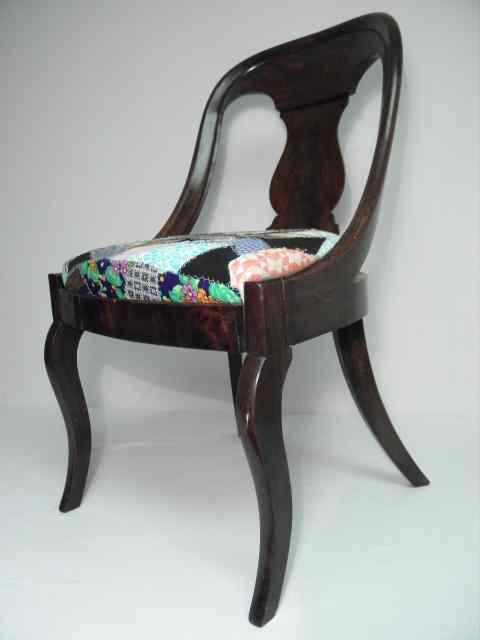 Appraisal: Carved Rosewood side chair with a rounded back and patchwork