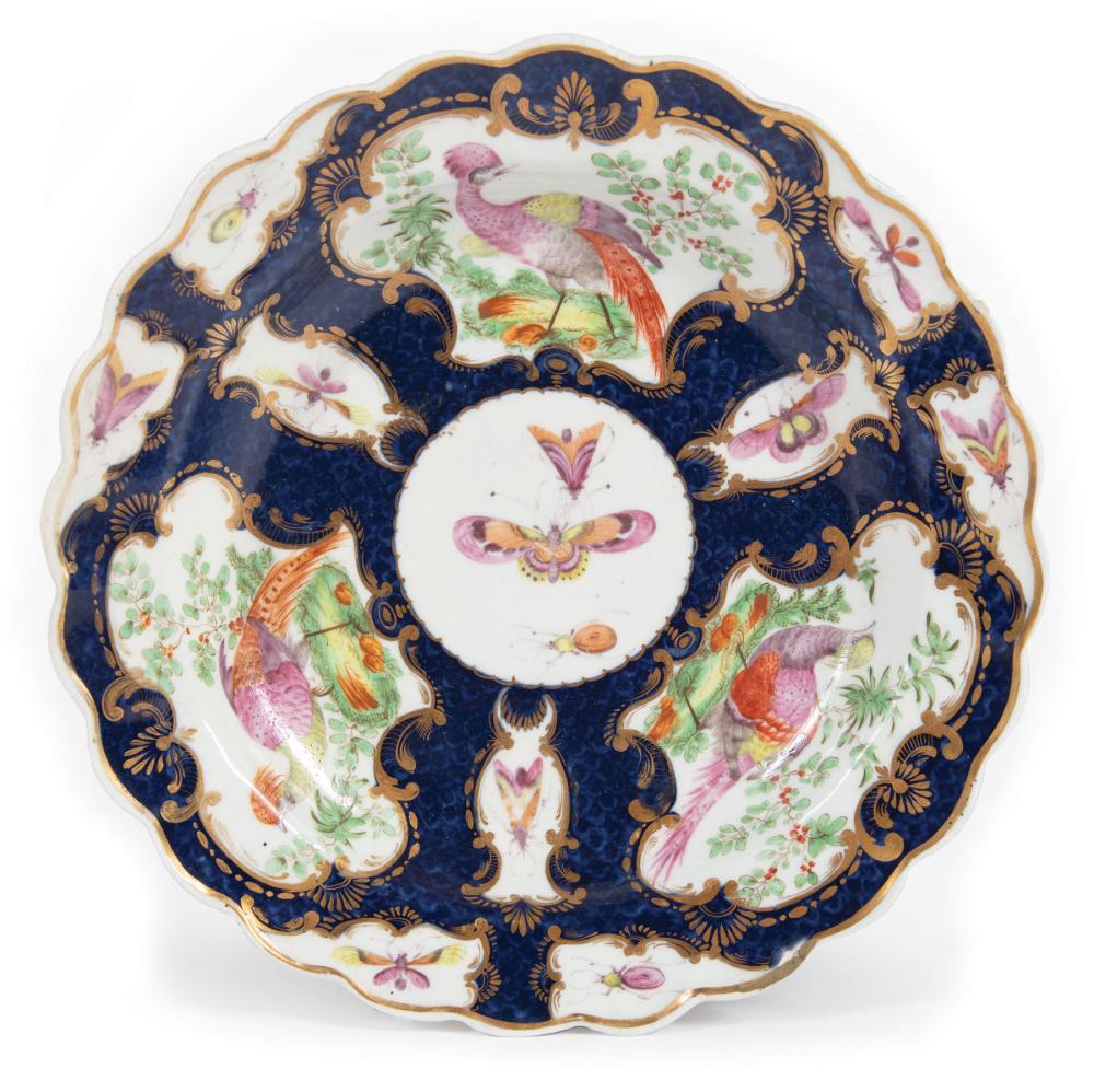 Appraisal: Dr Wall Worcester Blue Scale Plate with Exotic Birds c