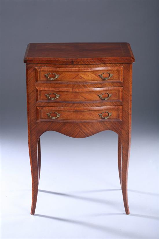 Appraisal: FRENCH TRANSITIONSAL STYLE KINGWOOD VENEERED PETITE COMMODE th century with