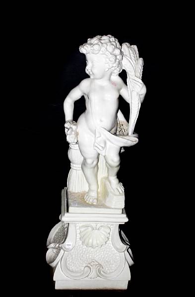 Appraisal: A group of three majolica blanc-de-chine porcelain allegorical figures of