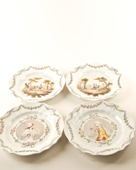 Appraisal: Four th C Lille Soft Paste Porcelain Plates each with