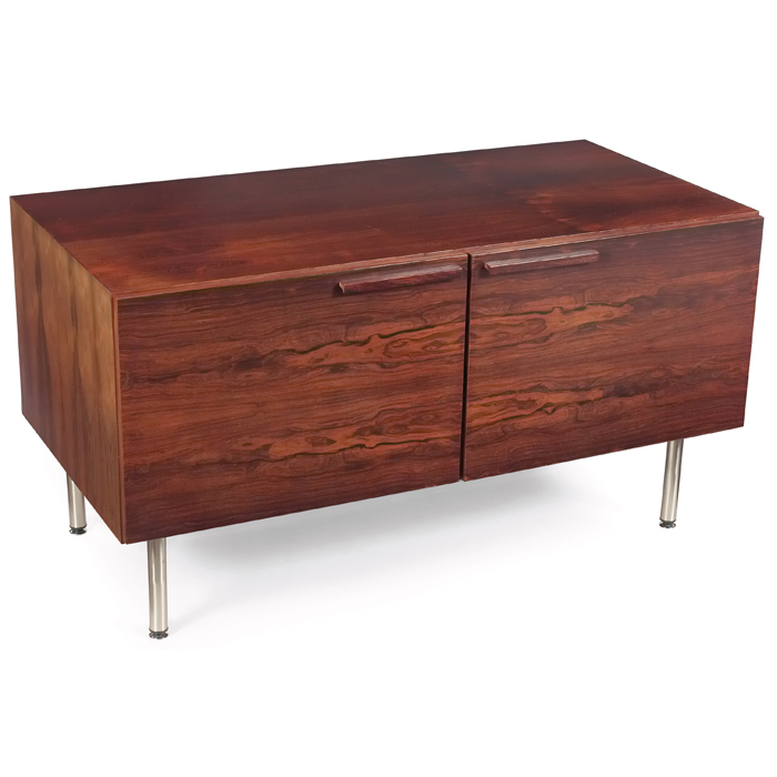 Appraisal: Ib Kofod-Larsen cabinet by Faarup Mobelfabrik rosewood two doorsover brushed