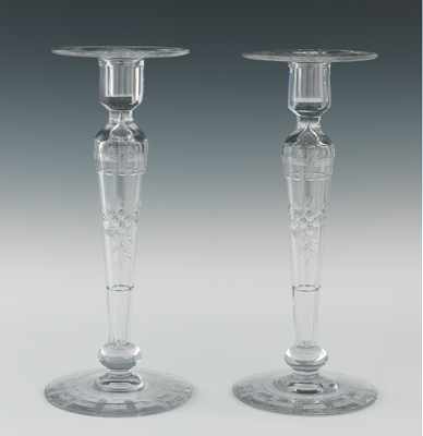 Appraisal: A Pair of G T Hawkes Co Cut Crystal Candleholders