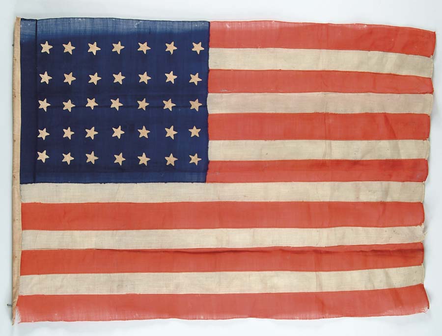 Appraisal: CIVIL WAR -STAR AMERICAN FLAG x mixed machine and hand-sewn