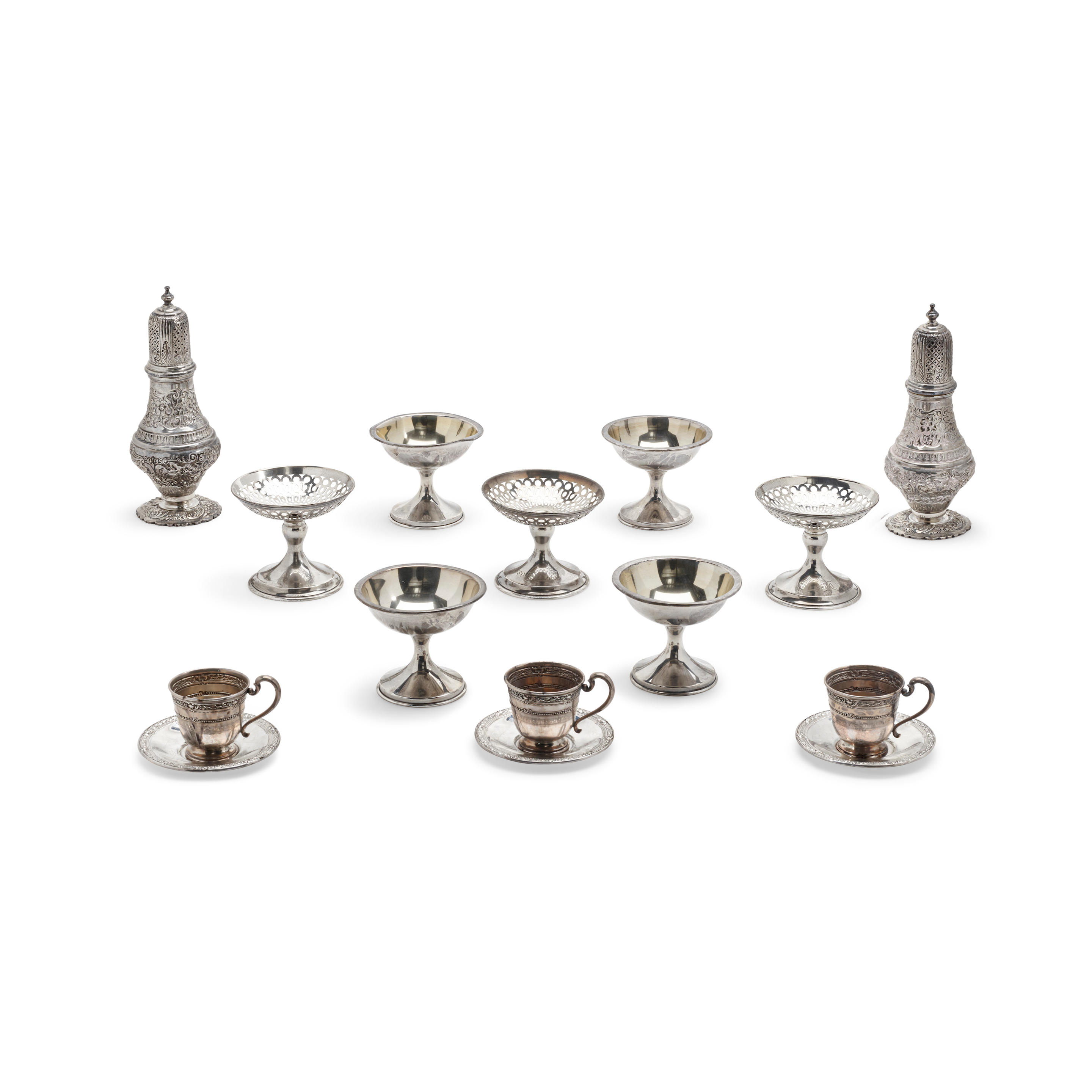 Appraisal: A GROUP OF AMERICAN STERLING SILVER SHERBET STANDS AND DINING