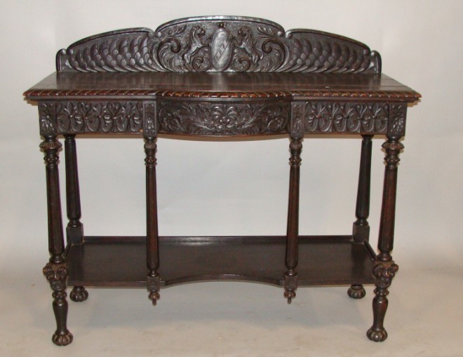 Appraisal: English Style Carved Oak Sideboard L inches