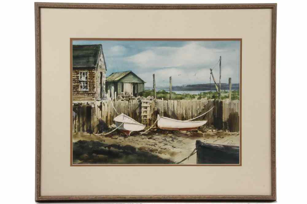 Appraisal: WATERCOLOR - 'Downeast Landing' by Peter Rolfe contemporary Wiscasset Maine