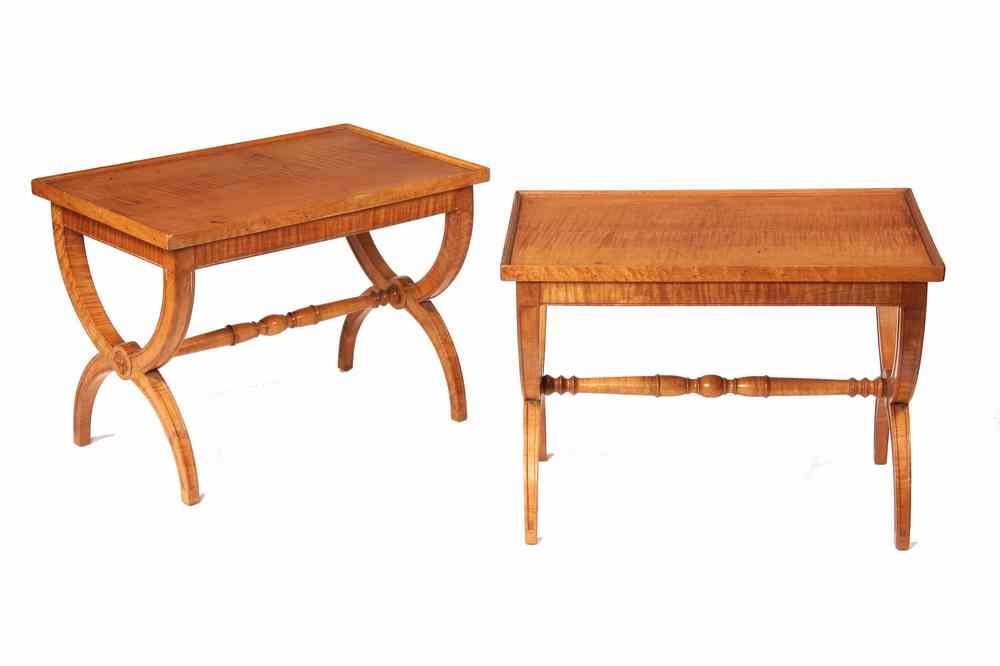 Appraisal: PAIR END TABLES - Contemporary Custom Figured Maple End Tables