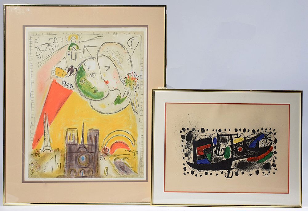 Appraisal: Two lithographs Two lithographs Dimanche by Marc Chagall edition of