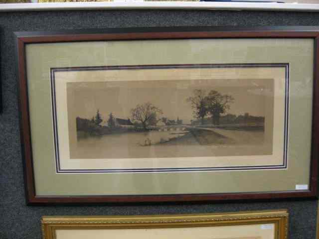 Appraisal: Ernest C Rost Etching bridge farms image area '' x