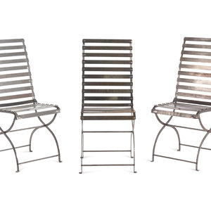 Appraisal: A Set of Three Contemporary Steel Side Chairs Height x