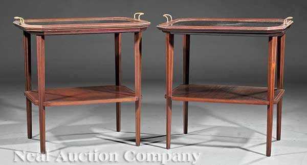 Appraisal: A Pair of Inlaid Mahogany Tea Tables early th c