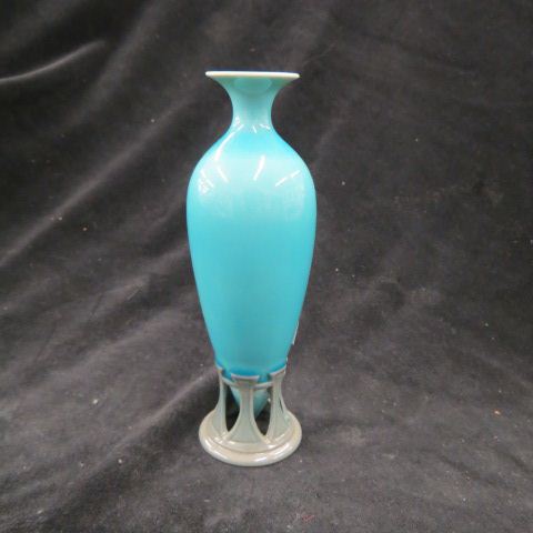 Appraisal: Chinese Porcelain Vase fine blue with grey openwork design at