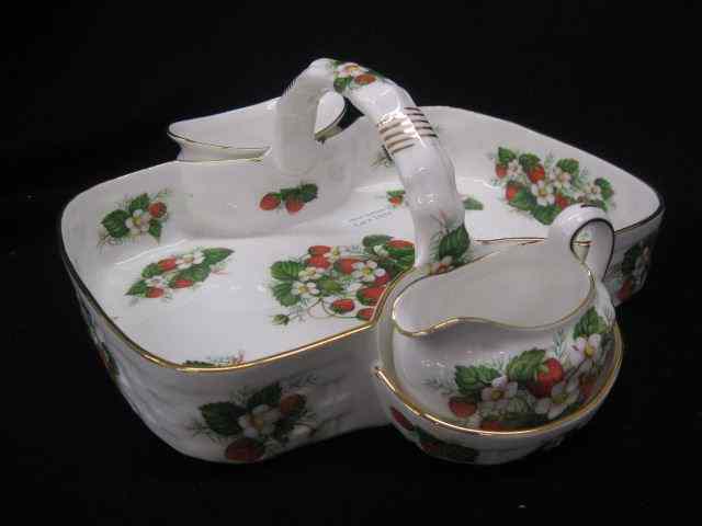 Appraisal: Hammersley Porcelain Strawberry Server basket shape with creamer sugar on