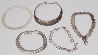 Appraisal: Sterling Silver Necklaces Varying styles all marked as sterling Longest