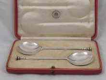 Appraisal: A boxed pair of silver seal top spoons retailed and