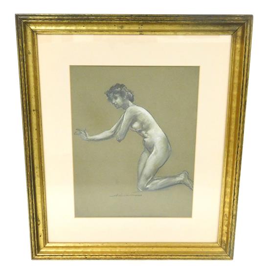 Appraisal: Arthur Bowen Davies American - Study of Nude Kneeling charcoal