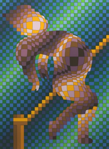 Appraisal: VICTOR VASARELY HUNGARIAN FRENCH - x plate image Harlequin Screenprint