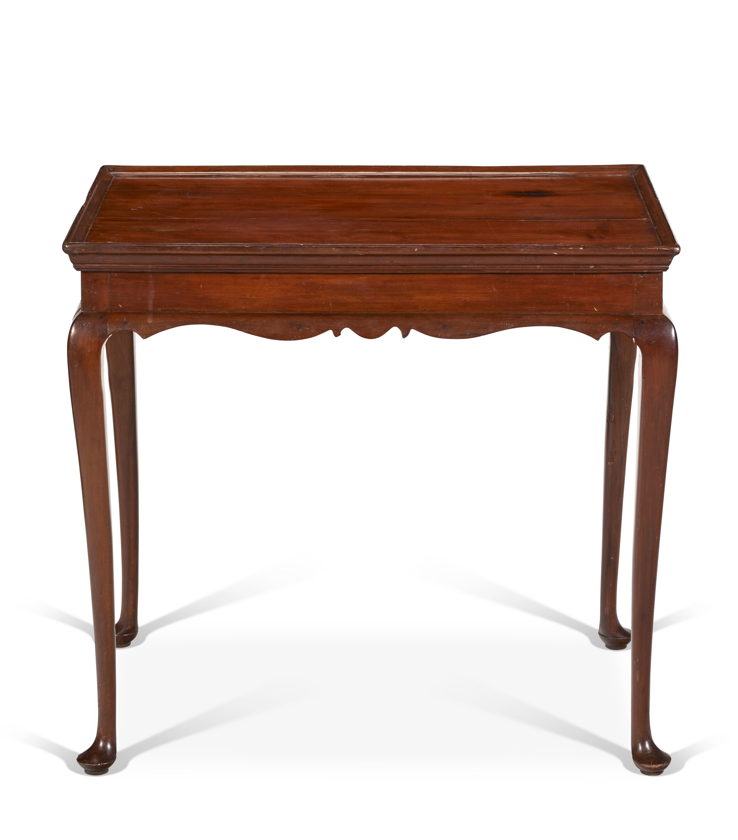 Appraisal: A QUEEN ANNE CHERRYWOOD TRAY-TOP TEA TABLE NEW ENGLAND CIRCA