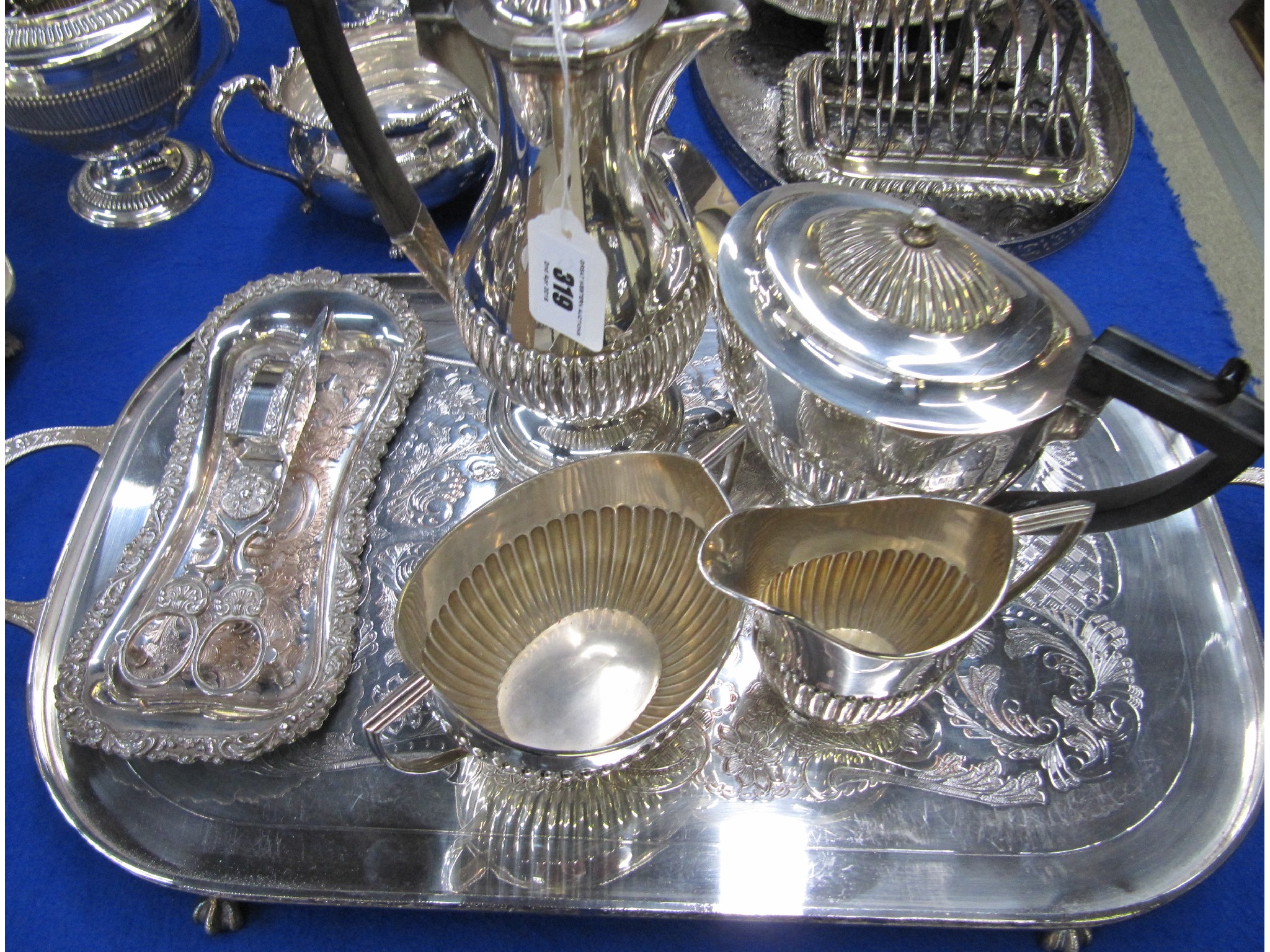 Appraisal: A lot comprising a four piece EP tea service a