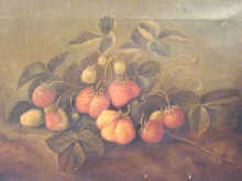 Appraisal: Oil on canvas Still life strawberries indistinctly signed bottom right