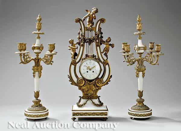 Appraisal: A Fine Louis XVI Style Marble and Gilt Bronze Clock