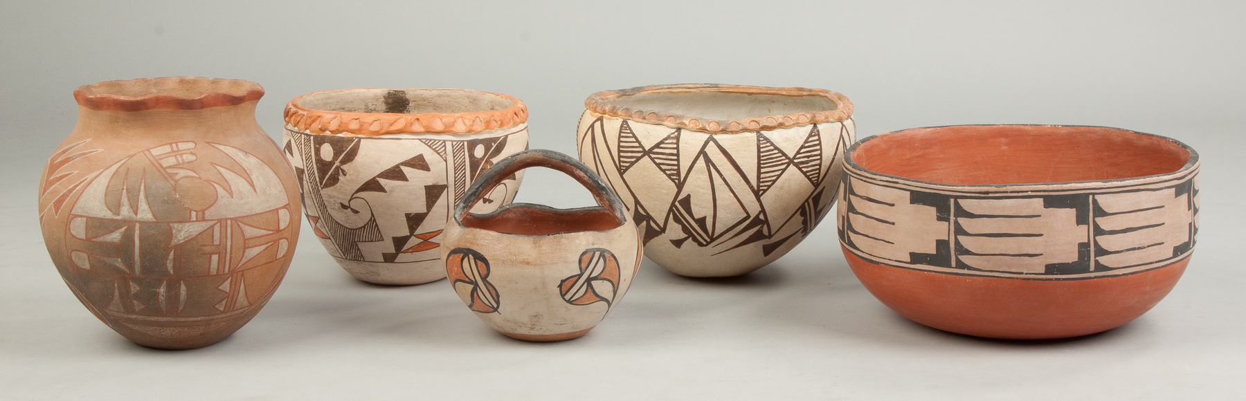 Appraisal: Group of Vintage Native American Pottery L to R Fluted