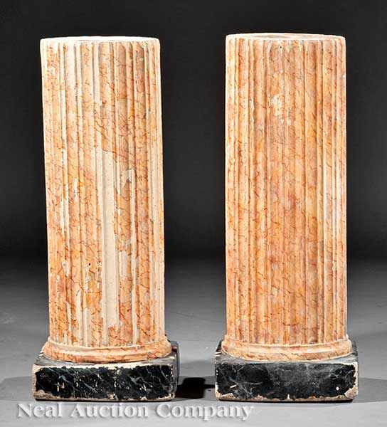 Appraisal: A Pair of Antique Faux Marbre Columns late th c