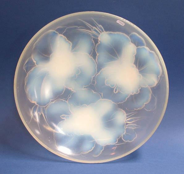 Appraisal: A FRENCH ART DECO OPALESCENT GLASS BOWL decorated with three