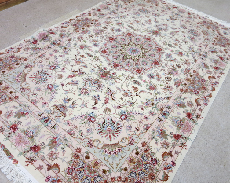 Appraisal: CONTEMPORARY HIGH QUALITY PERSIAN SILK AND WOOL CARPET floral and