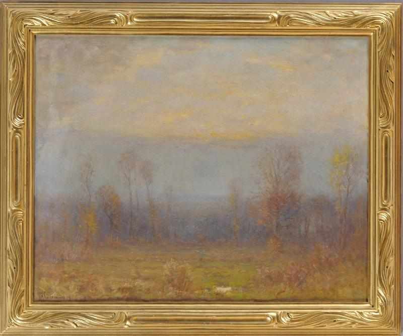 Appraisal: JOSEPH H GREENWOOD - HAZY DAY LANDSCAPE Oil on canvas