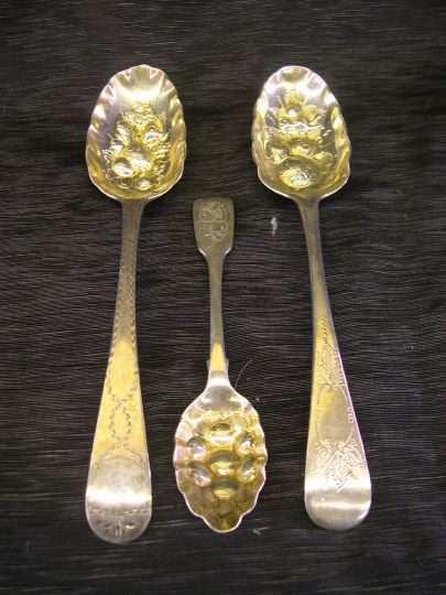 Appraisal: Three Sterling Silver Berry Spoons consisting of a pair of