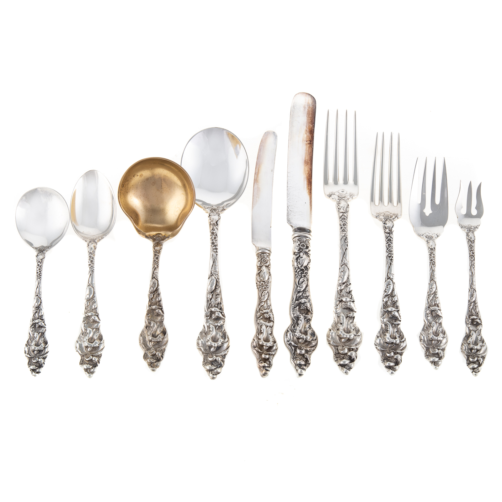 Appraisal: REED BARTON STERLING LES SIX FLEURS FLATWARE Service for twelve