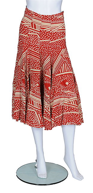 Appraisal: A s Biba skirt with a red and cream spot