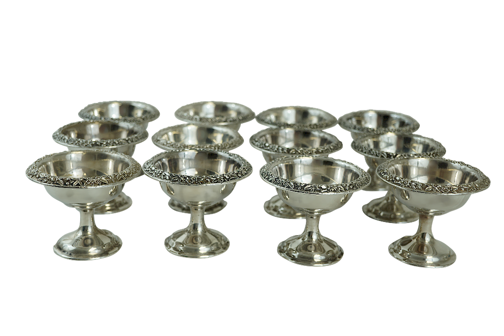 Appraisal: Twelve Sterling Repousse Dessert Compotes Set of Twelve S Kirk