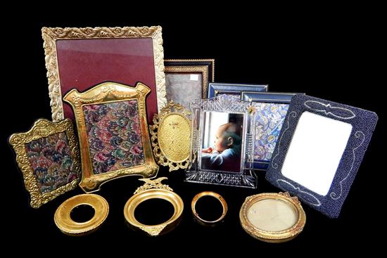 Appraisal: Assortment of decorative glass metal beaded and gilded wooden picture