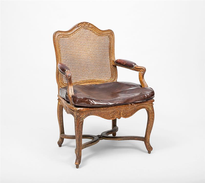 Appraisal: Louis XV Painted Fauteuil La Reine With cane back and