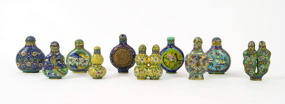 Appraisal: Group of Cloisonne Snuff Bottles Chinese Including two twin bottles