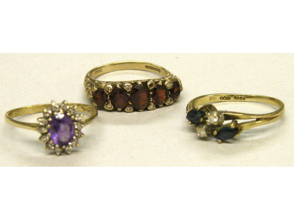 Appraisal: ct sapphire and diamond ring ct garnet and diamond ring