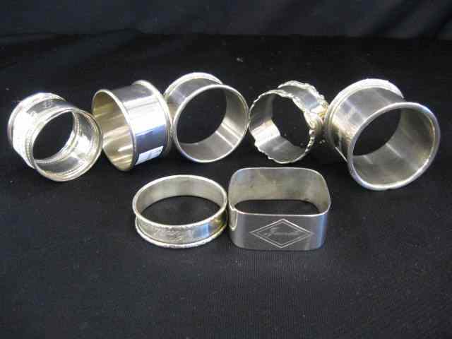 Appraisal: Lot of Sterling Silver Napkin Rings various designs monograms