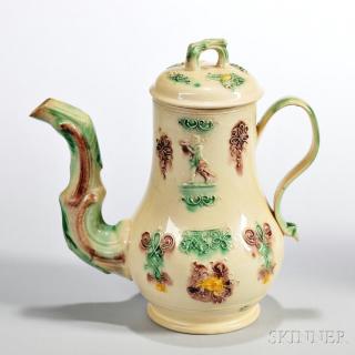 Appraisal: Cream-colored Earthenware Coffeepot and Cover England c - probably Staffordshire