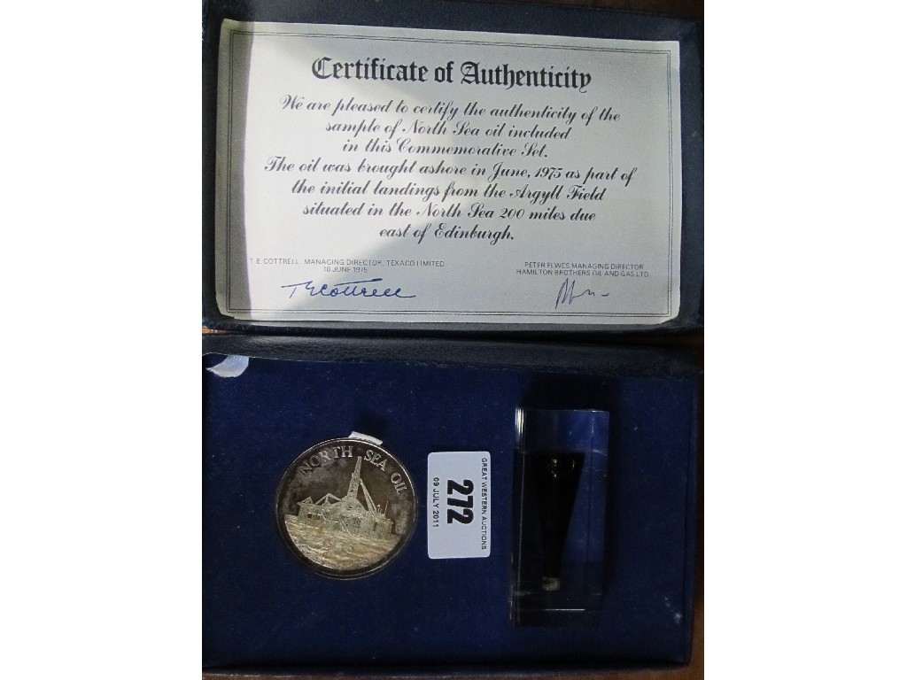 Appraisal: Presentation set - North Sea oil and a Commemorative coin