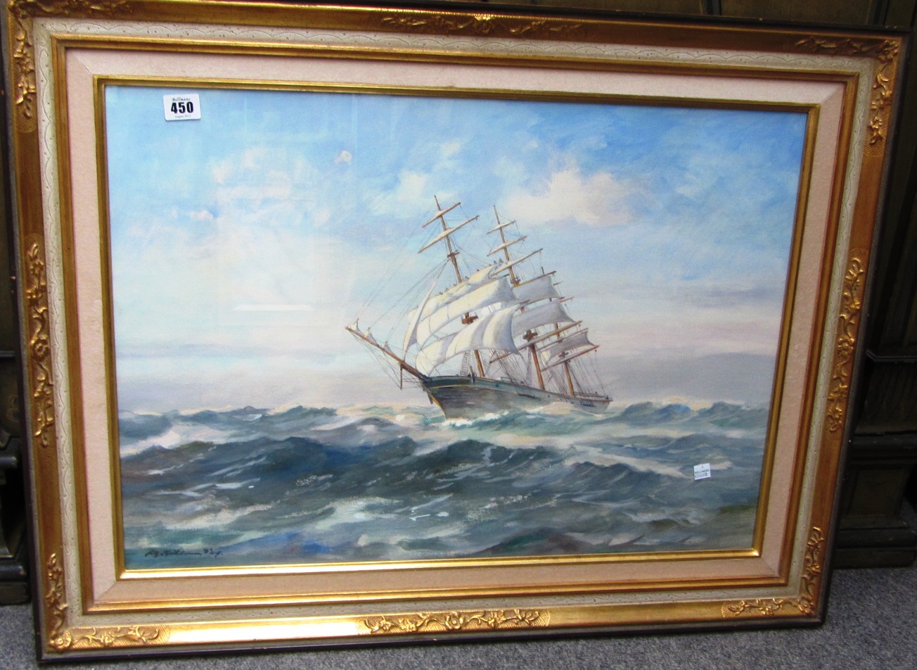 Appraisal: Fritz K hler th century Ship in full sail watercolour