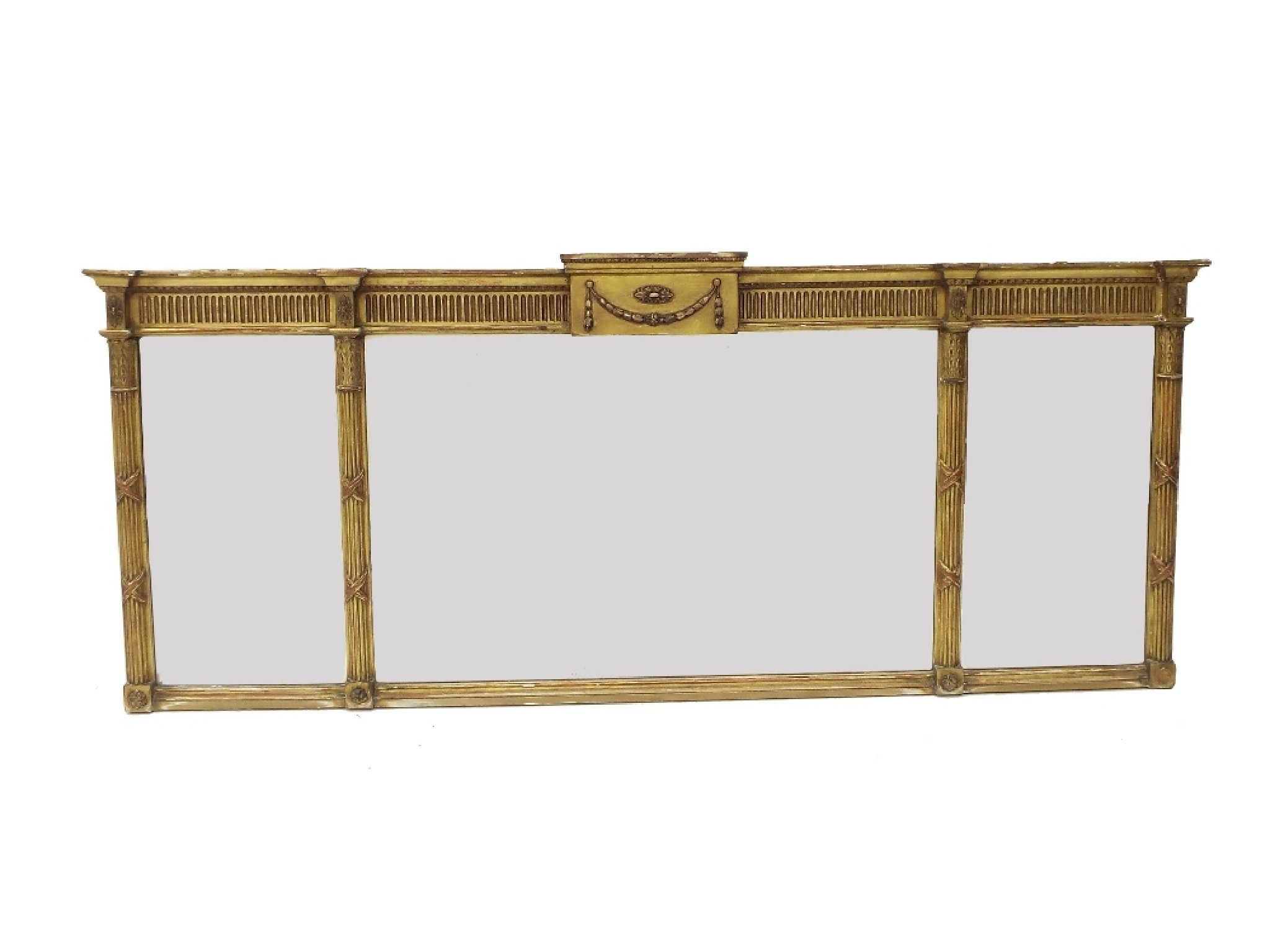 Appraisal: Regency style giltwood overmantel mirror with three bevelled glazed sections