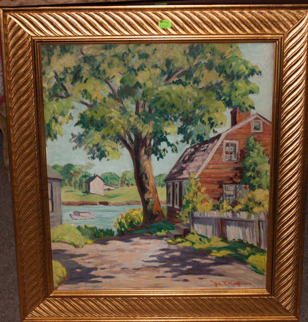 Appraisal: Zoe Kaufmann House by River oil on artist board Elizabeth