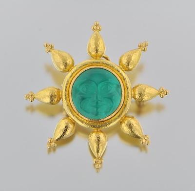 Appraisal: An Elizabeth Locke k Gold Sun Face Brooch k yellow